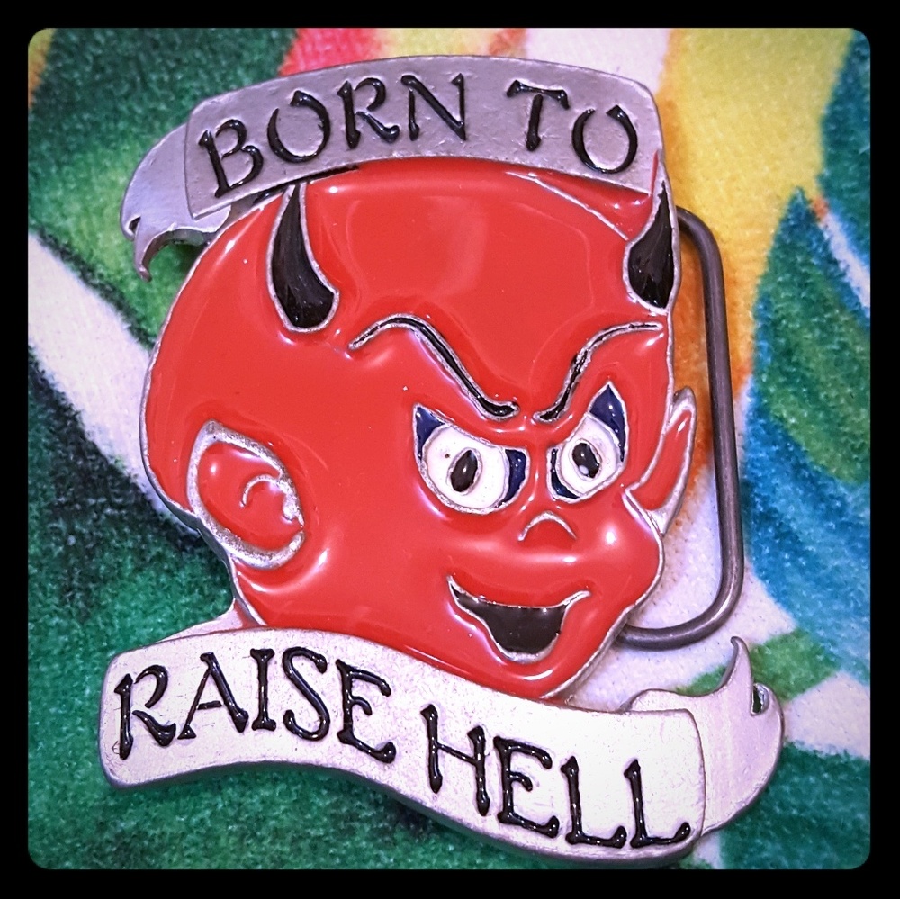 Creepy devil belt buckle